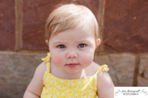 Littleton family photographer baby girl child kid photography seven month old milestone session Olde Town Arvada