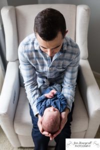 Littleton family photographer newborn new baby boy in home lifestyle photography session photo nursery sleeping Solterra Lakewood Colorado father son