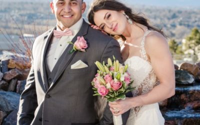 The spring wedding of Justin + Adelle at the Falls Event Center by an affordable Littleton photographer