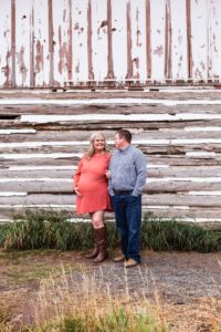 Littleton family maternity photographer old barn baby bump pregnancy pregnant mom to be Hildebrand Ranch Colorado photography husband and wife