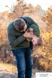 Littleton family photographer in Colorado at Writer's Vista park Centennial Highline Trail fall leaves golden hour sunset light big brother little sister kids children natural smiles real life parenthood father daughter