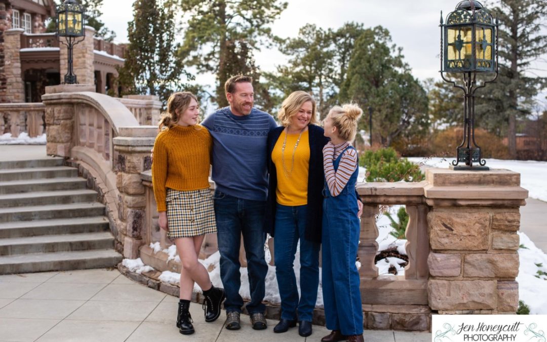 {B} family of 4 at the Highlands Ranch Mansion by Littleton photographer