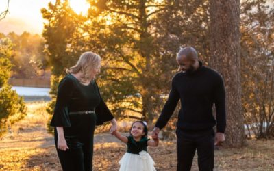 The {W} family of 3 at The Highlands Ranch Mansion by Littleton photographer