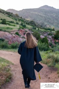 Littleton high school senior portrait photographer cap and gown photo session Morrison Mt. Falcon red rocks class of 2020 Broomfield CSU Colorado State University mask pandemic quarantine graduate graduation tassle summer