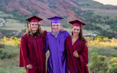 Cap & Gown high school senior graduation mini-session for Kailey, Katie, and Jack in Colorado by Littleton photographer