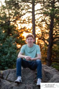 Littleton high school senior portrait photographer photography photo session boy music musical sunrise Mt. Falcon Morrison Highlands Ranch natural light