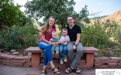 The {V} family of 4 at Roxborough State Park by local Littleton photographer