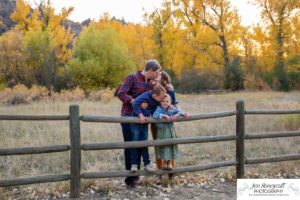 Littleton family photographer Lair O' the Bear Colorado fall Morrison yellow trees mother father son daughter big brother little sister creek love natural light photography