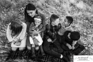 Littleton family photographer Carson Nature Center Platte River fall photo session yellow leaves six kids children mother father boys girls brothers sisters toddler foothills Colorado sunset natural light photography