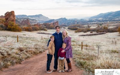 The {B} family of 4 at South Valley Open Space park in Ken Caryl Colorado by local Littleton photographer