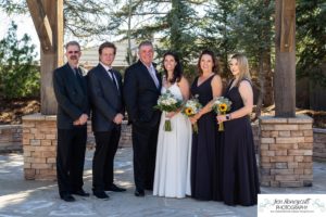 Littleton wedding photographer Wedgewood Ken Caryl marriage foothills COVID ceremony masks small bride groom bridesmaids groomsmen white dress flowers fall pretty day mr. and mrs. photography