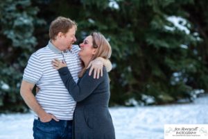 Littleton family photographer snow photo session Morrison pine trees snowy winter Thanksgiving extended grandmother grandchildren visit from Arizona