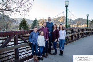 Littleton family photographer Clear Creek History park Golden Colorado snow winter big kids children siblings bridge Christmas cute fun barns sunset photography