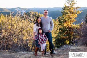 Littleton family photographer child kid daughter snow winter Mt. Falcon golden hour sunset natural light photography