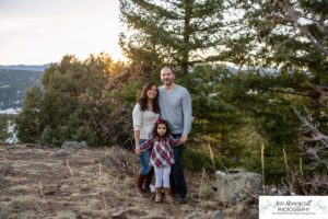 Littleton family photographer child kid daughter snow winter Mt. Falcon golden hour sunset natural light photography