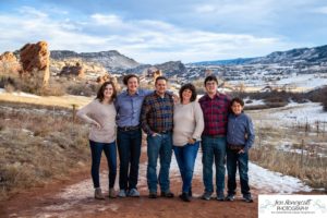 Littleton family photographer South Valley Open Space park winter Christmas snow teen teens brothers sister older kids children sunset natural light photography boy girl mother father daughter sons red rocks