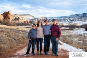 Littleton family photographer South Valley Open Space park winter Christmas snow teen teens brothers sister older kids children sunset natural light photography boy girl mother father daughter sons red rocks