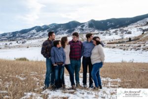 Littleton family photographer South Valley Open Space park winter Christmas snow teen teens brothers sister older kids children sunset natural light photography boy girl mother father daughter sons red rocks