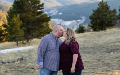 Travis & Ashley’s engagement photo session at Mt. Falcon park by local Littleton family photographer