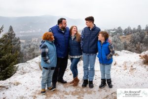 Littleton family photographer Mt. Falcon sub zero temperatures polar vortex brothers three boys father mother sons Florida vacation mountains snow photography