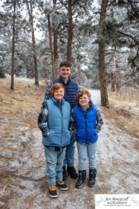 Littleton family photographer Mt. Falcon sub zero temperatures polar vortex brothers three boys father mother sons Florida vacation mountains snow photography