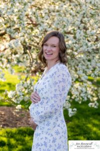 Littleton family photographer pink and white crab apple tree blossoms spring Denver brother sister mother father expecting baby bump little big sunset daughter son mother's day photo session