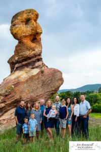 Littleton family photographer extended grandparents grandchildren red rocks Ken Caryl Valley area park baby kids siblings cousins summer sunset light