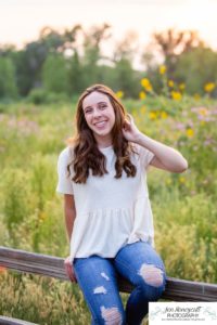 Littleton high school senior photographer Downtown Littleton urban Carson Nature Center sunflowers sunset light Platte River water Front Range Christian Class of 2022 basketball player sweet girl