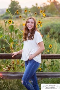 Littleton high school senior photographer Downtown Littleton urban Carson Nature Center sunflowers sunset light Platte River water Front Range Christian Class of 2022 basketball player sweet girl