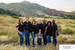 Littleton family photographer Mt. Falcon east lot Red Rocks couple in love Christmas little girl grandparents visit grandchild sunset light