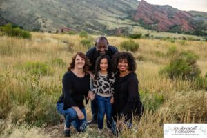 Littleton family photographer Mt. Falcon east lot Red Rocks couple in love Christmas little girl grandparents visit grandchild sunset light