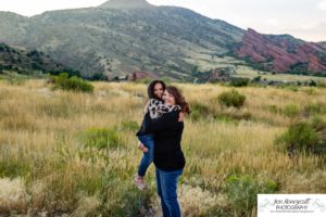 Littleton family photographer Mt. Falcon east lot Red Rocks couple in love Christmas little girl grandparents visit grandchild sunset light