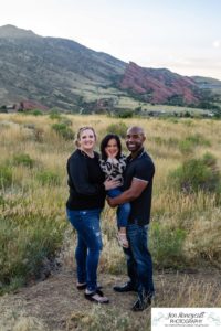 Littleton family photographer Mt. Falcon east lot Red Rocks couple in love Christmas little girl grandparents visit grandchild sunset light