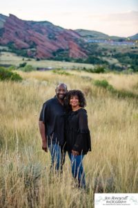 Littleton family photographer Mt. Falcon east lot Red Rocks couple in love Christmas little girl grandparents visit grandchild sunset light