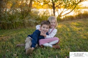 Littleton family photographer Sloan's Lake Denver Colorado fall yellow leaves trees sunset twins brother sister photography