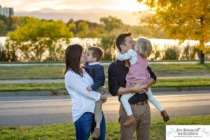 Littleton family photographer Sloan's Lake Denver Colorado fall yellow leaves trees sunset twins brother sister photography