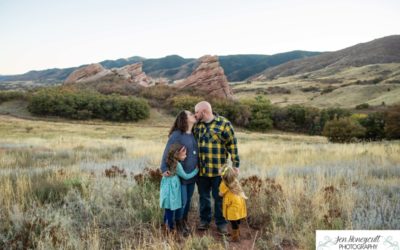 The {G} family of 4 at South Valley Open Space Park by Littleton photographer