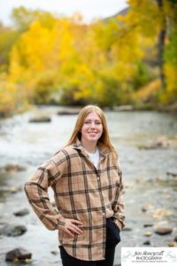 Littleton high school senior photographer Golden Clear Creek bridge Lakewood taekwondo black belt class of 2022 fall leaves photography