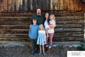 Littleton family photographer extended grandparents cousins Golden Clear Creek area yellow leaves trees water old buildings morning light photography