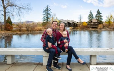 The {W} family of 4 at the Lakewood Heritage Center and Belmar Park by Littleton photographer
