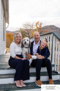 Littleton family photographer Clear Creek Golden downtown mother father daughter little girl dog urban city buildings murals grandmother leaves fall photography