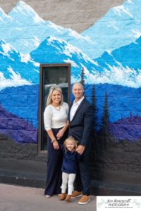 Littleton family photographer Clear Creek Golden downtown mother father daughter little girl dog urban city buildings murals grandmother leaves fall photography