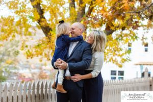 Littleton family photographer Clear Creek Golden downtown mother father daughter little girl dog urban city buildings murals grandmother leaves fall photography