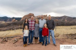 Littleton family photographer Colorado connection photography sunset South Valley red rocks extended grandparents uncle kids siblings winter light connected moments