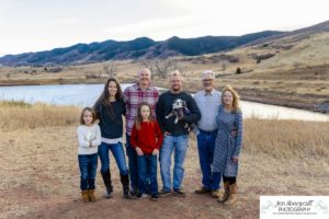 Littleton family photographer Colorado connection photography sunset South Valley red rocks extended grandparents uncle kids siblings winter light connected moments