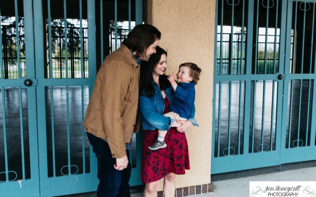 The {M} family of 3 at City Park in Denver by Littleton photographer