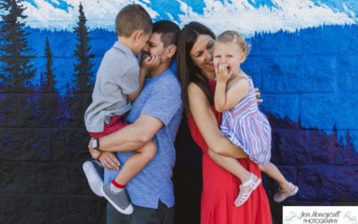 The {C} family of 4 in Downtown Golden for an urban family photo session by Littleton photographer