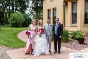 Littleton Colorado wedding photographer bride and groom photography white dress Richards Hart Estate Wheat Ridge garden party theme lawn games guests bridesmaid groomsmen