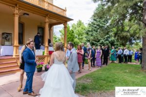 Littleton Colorado wedding photographer bride and groom photography white dress Richards Hart Estate Wheat Ridge garden party theme lawn games guests bridesmaid groomsmen