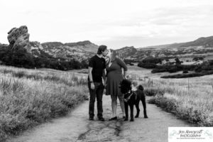 Littleton family and maternity baby photographer dog South Valley Open Space park Colorado red rocks sunset photography